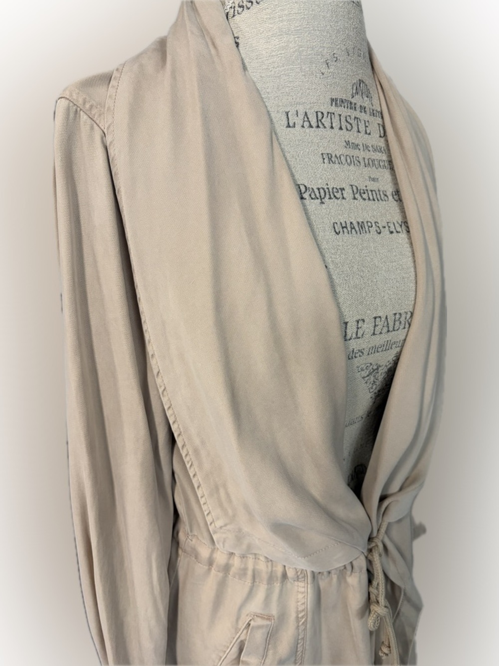 Max Jeans Light Beige Drawstring Robe Jacket - Picture 4 of 8